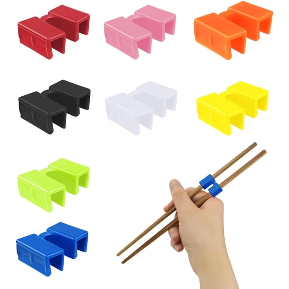 Genreen 8 Pairs Reusable Chopsticks Helpers Training Chopstick for Beginner Replaceable Practice Chopsticks Chopstick Trainers for Adults Chopstick Hinges Connector Non-Slip Chopstick Trainer Learner