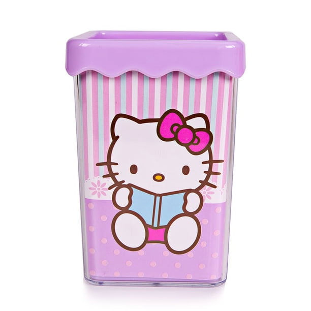 Hello Kitty-portalápices de escritorio, caja de almacenamiento de lápices, soporte para brochas de maquillaje, papelería escolar y de oficina