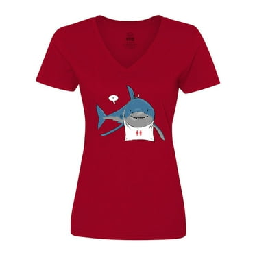 Inktastic Shark Dinner Women's V-Neck T-Shirt