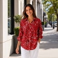 thumbnail image 2 of Women's Long Sleeve Button Down Shirt Casual Printed Blouse, 2 of 5