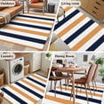 thumbnail image 5 of Burnt Orange Navy Blue Striped Runner Rug 2.7x5 FT, Non Slip Entryway Carpet, Farmhouse Stripe Art Washable Soft Floor Carpet Entrance Mat Non-Shedding Throw Rug for Hallway Laundry Room Bedside, 5 of 9