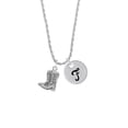 thumbnail image 2 of Delight Jewelry Silvertone Cowboy Boots Silvertone Script Initial Disc - F - Charm Necklace, 20"+3", 2 of 4