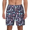 thumbnail image 2 of Picia Watercolor Marine Animals pattern Mens Swim Trunks with Compression Liner Stretch Beach Shorts Quick Dry with Zipper Pockets No-Chafing Board Shorts-Medium, 2 of 9