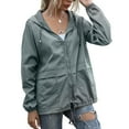 thumbnail image 6 of Cheers.US Rain Jacket Women Striped Lined Hooded Lightweight Raincoat Outdoor Waterproof Windbreaker, 6 of 7