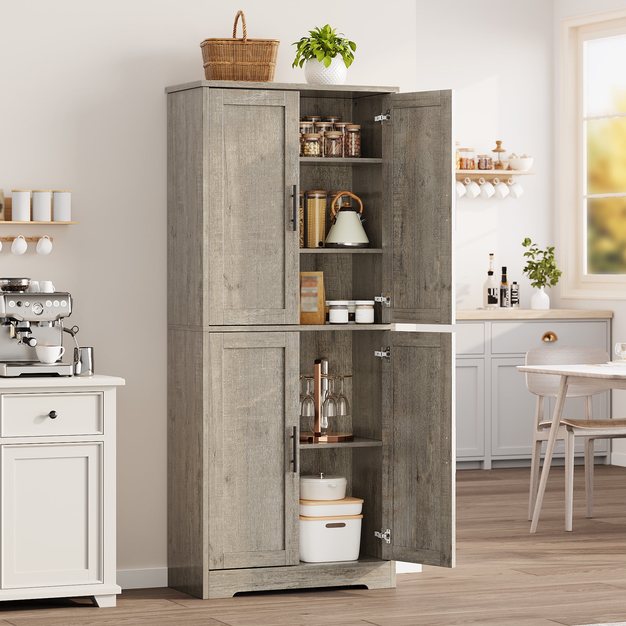 70" Tall Kitchen Pantry Cabinet, 30" Wide Kitchen Pantry Storage Cabinet, Large Kitchen Hutch with Storage Drawers and Doors for Dining Room, Living Room, Bathroom