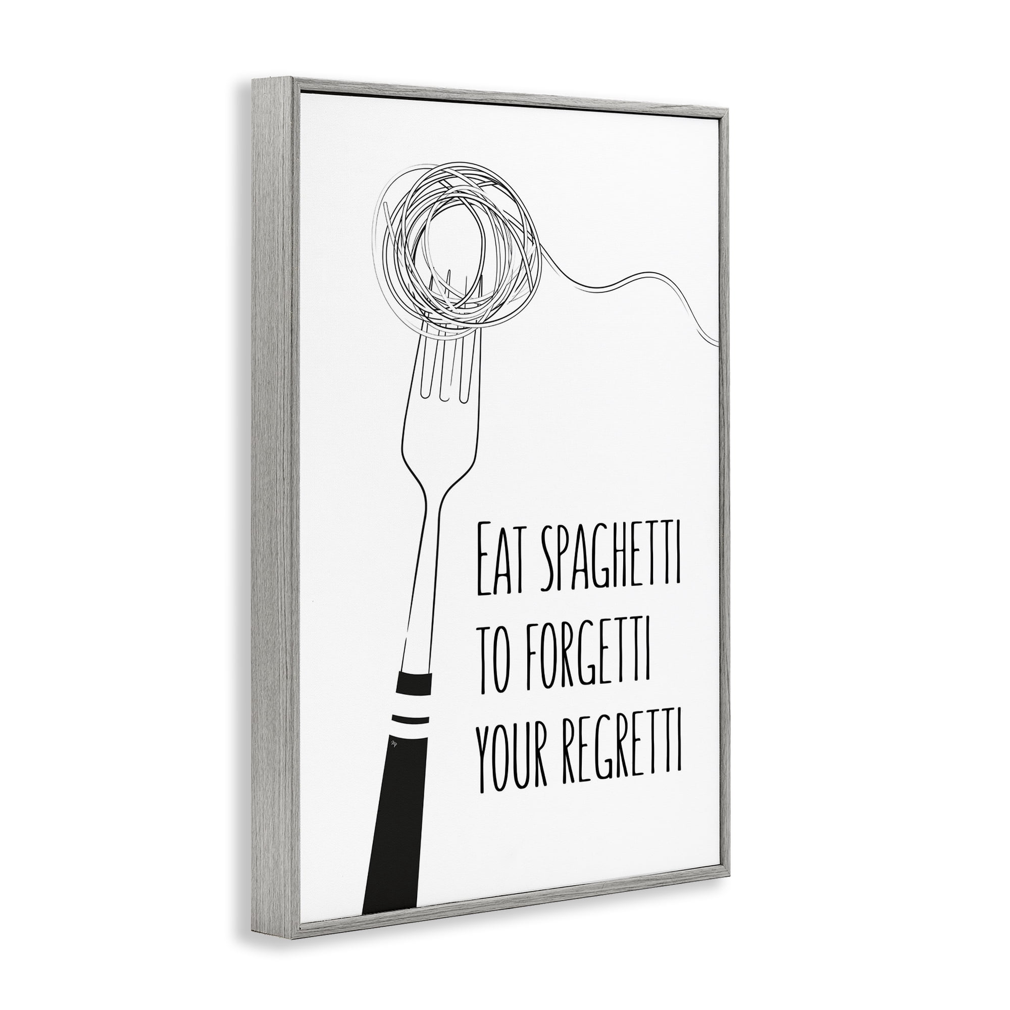 Stupell Industries Funny Spaghetti Sass Gray Framed Giclee Art, design by Martina Pavlova