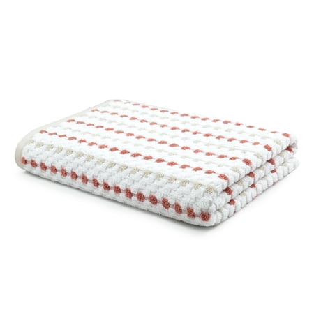 Mainstays Performance Cotton Bath Towel, Super Soft Quick Dry Fade Resistant, Teracotta Dot Pattern