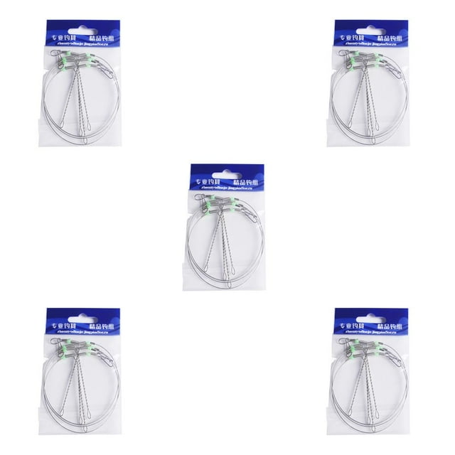 ZheElen Fishing Rigs Wire Leader Stainless Steel Rope Line Swivel String Hooks silver 80cm 5Set
