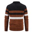 thumbnail image 5 of Herrnalise Men's Fashion Autumn And Winter Plaid Hooded Fleece Knitted Sweater Sweater Jacket Brown, 5 of 9