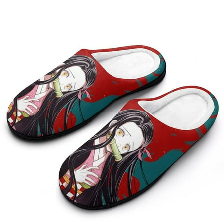 

Mens Cozy Slippers Demon Slayer Warm Soft Plush Slipper Slip-on House Shoes for Home Indoor Outdoor