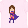 thumbnail image 4 of Inktastic Superhero Girl, Brown Hair, Cute Girl, Purple Cape Girls Toddler T-Shirt, 4 of 5