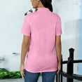 thumbnail image 3 of Helii Women's Tops Mock Neck Solid Color Embroidered Short Sleeve T-Shirt Loose Soft Basic Tops Dressy Casual Summer Daily Outfits Pink XXL, 3 of 7