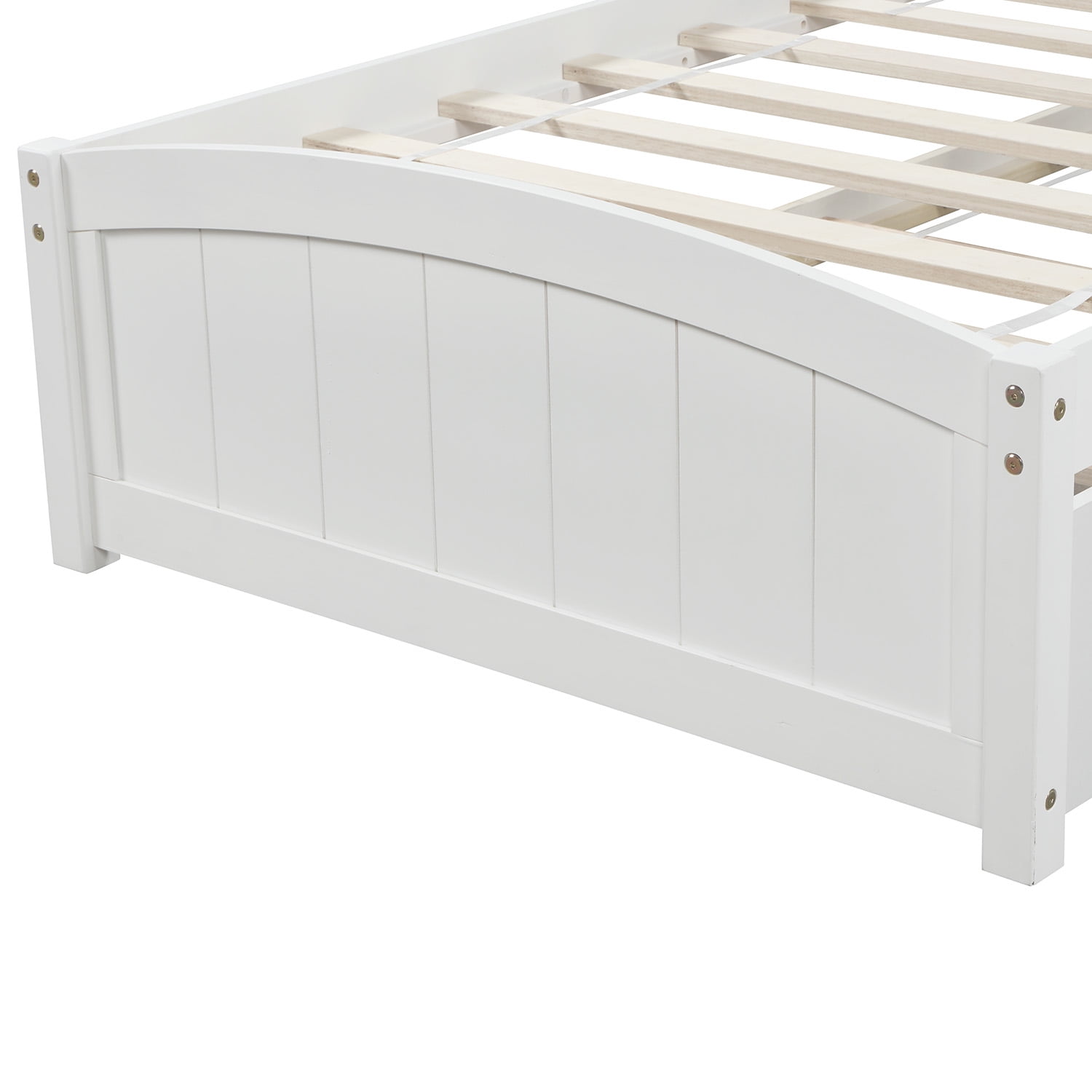 Holaki Wood Twin Size Bed with Trundle for Kids , White