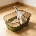 thumbnail image 5 of Large High Sided Cat Litter Box with Scoop, Semi Enclosed Splash Proof Kitty Toilet Tray, Open Top Easy Clean Litter Pan with Anti Scatter Design for Medium Cats and Kittens, 5 of 6
