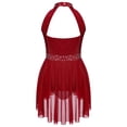 thumbnail image 2 of YONGHS Kids Girls Sleeveless Ballet Latin Irregular Hem Lyrical Leotard Tulle Dress A Burgundy 12, 2 of 7