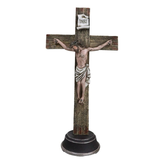 Christian Religious Accent INRI Jesus Christ Crucifix Desktop Cross Figurine