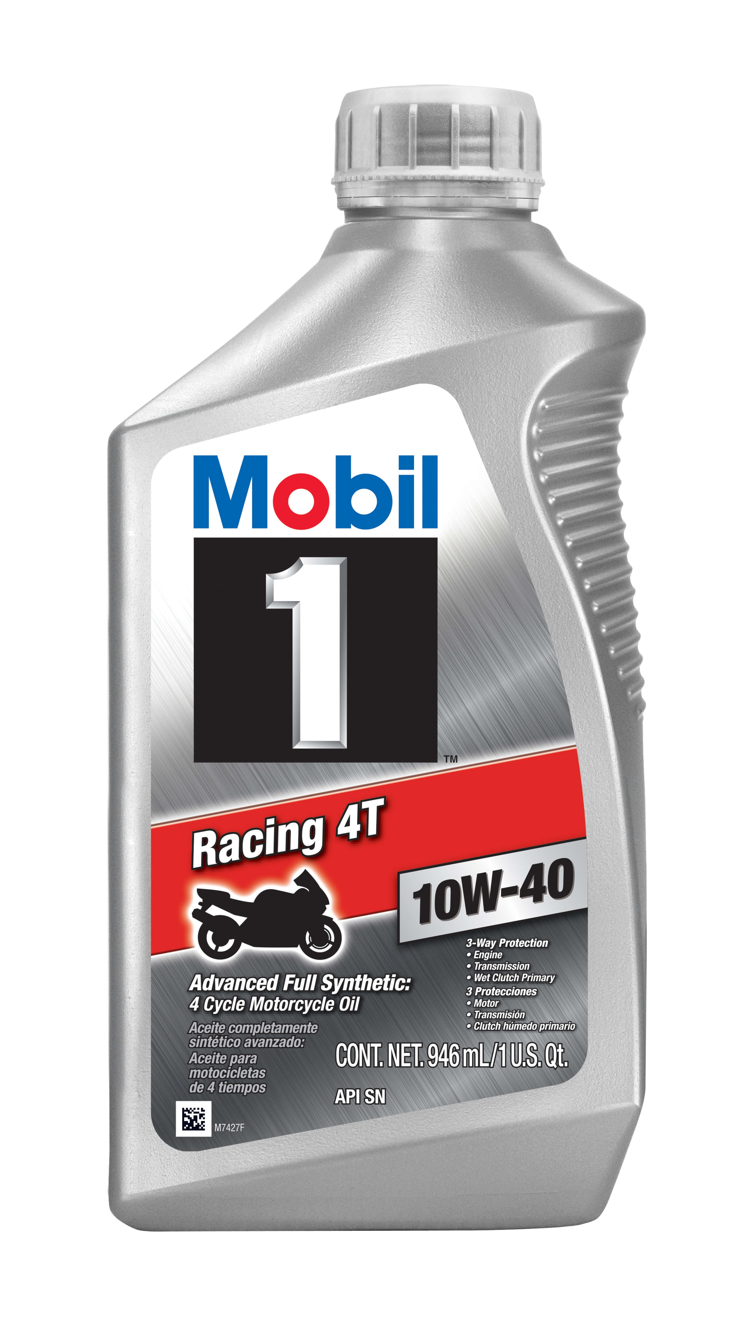 Mobil 1 Racing 4T 10W40 Full Synthetic Motorcycle Oil, 1 Quart