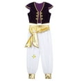 thumbnail image 3 of Doomiva Boys Arabian Prince Outfit Street Rat Suit Cap Sleeve Vest Waistcoat with Pants Set Purple 12, 3 of 7