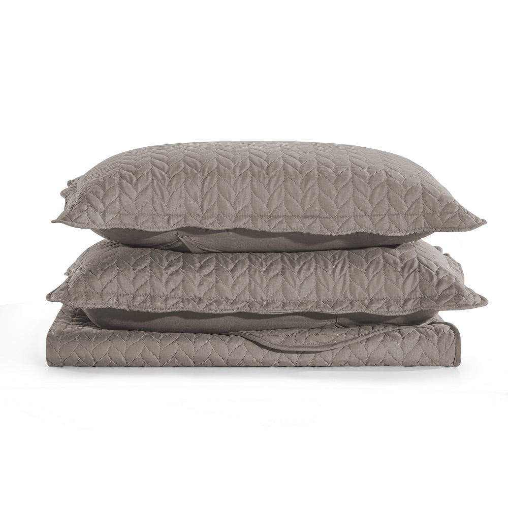 IR Imperial Rooms 3-Piece Quilt Set Soft Chevron Pattern Winter Bedspread & Coverlet Reversible 2 Shams Beige King Size