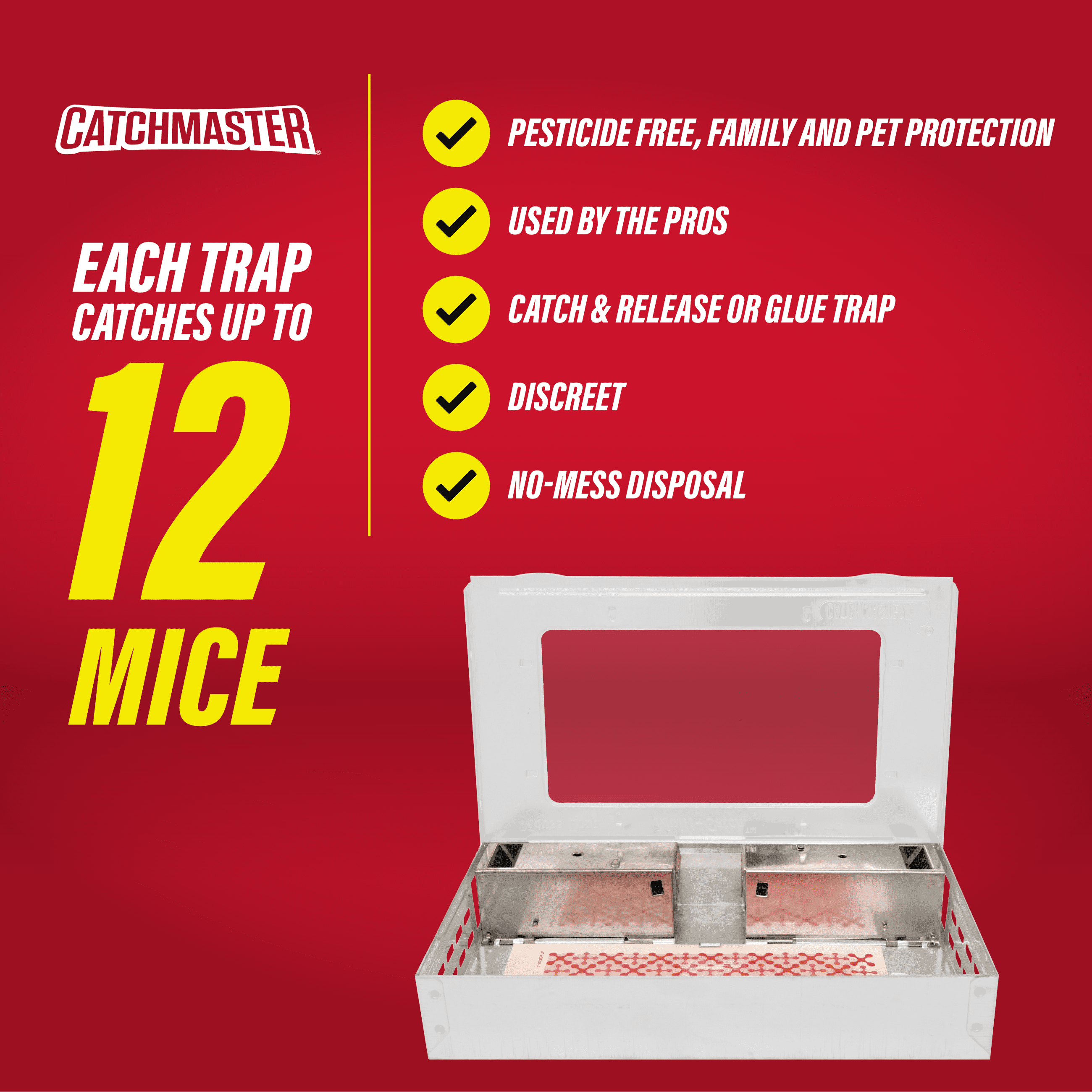 Catchmaster Multi-Catch Mouse Trap 1Pk, Humane Mouse Trap for Home with Glue Board (White)