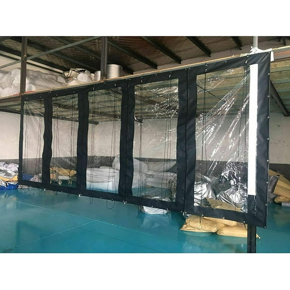MONIPA 8' x 8' Black PVC Clear Tarp Outdoor Waterproof Canopy Awning Canopy for Pergola, Porch