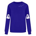 thumbnail image 6 of DDAPJ pyju Ghost Halloween Sweatshirt for Women Spooky Season Sweatshirts Crewneck Long Sleeves Fall Holiday Pullover Top, 6 of 7