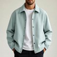 thumbnail image 2 of FRSASU Men's Casual Coach Jacket Snap Button Closure Collared Loose Fit Lightweight Windbreaker Outerwear Mint Green, 2 of 6