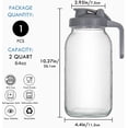 thumbnail image 3 of 64oz Glass Pitcher with Lid, 2 Quart Mason Jar Pitcher with Pour Spout Lids, Wide Mouth Jar Leakproof Glass Jug, Heavy Duty Container for Water, Juice, Milk, Tea, Iced Coffee, and Drinks -Grey, 3 of 8