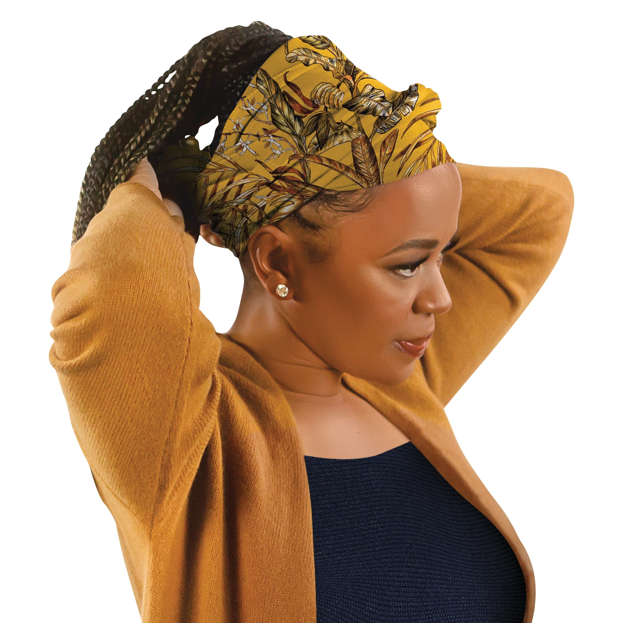 Broadus Collection Scarf by Shante & Snoop Dogg for All Ages, 60" x 15" Headwrap, Golden Tropics