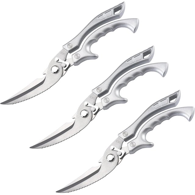 Multifunctional Heavy Duty Kitchen Shears, Stainless Steel Kitchen Scissors, Meat, Bone, Fish, All Purpose Kitchen Scissors for Food with Fish Scaler, Bottle Opener and Safety Lock (3PC)