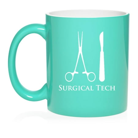 

Surgical Tech Ceramic Coffee Mug Tea Cup Gift for Her Him Friend Coworker Wife Husband (11oz Teal)