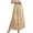 Khaki, variant on Women's Petite Chiffon White Flowy Maxi Skirts Boho Summer Elastic Waisted Pleated A Line Long Skirt