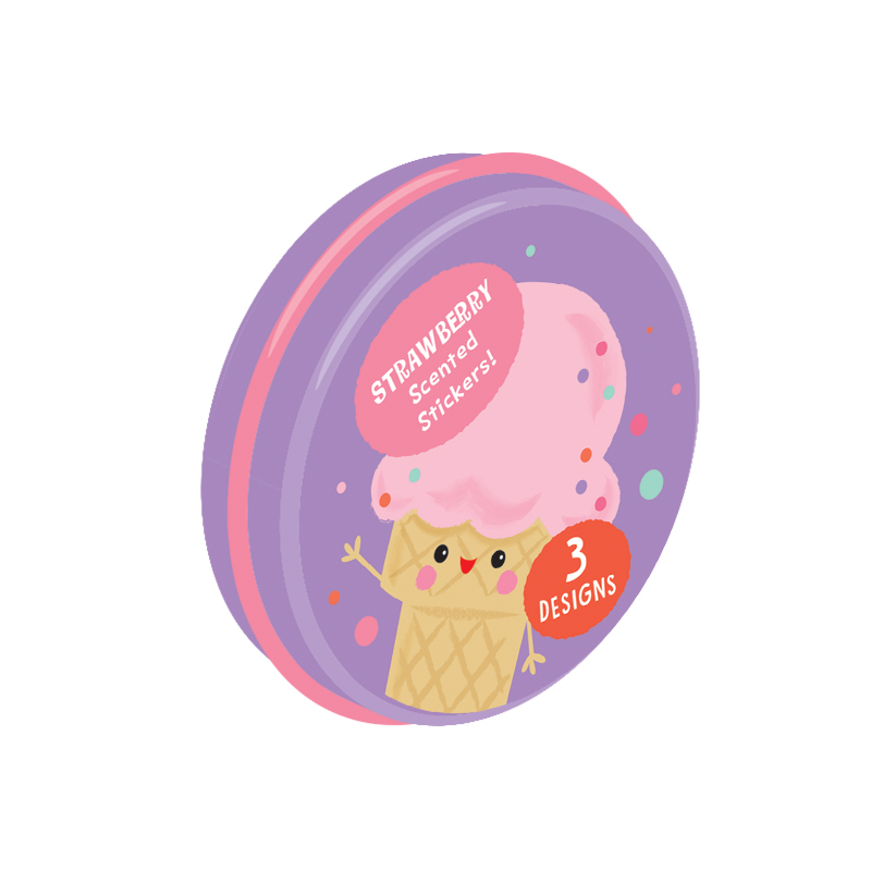 Peaceable Kingdom Sweet Scented Scratch and Sniff Stickers in A Tin, Includes 30 Tins of Donut Stickers, Ice Cream Stickers or Cupcake Stickers, Great for Sticker Handouts & Classroom Giveaways