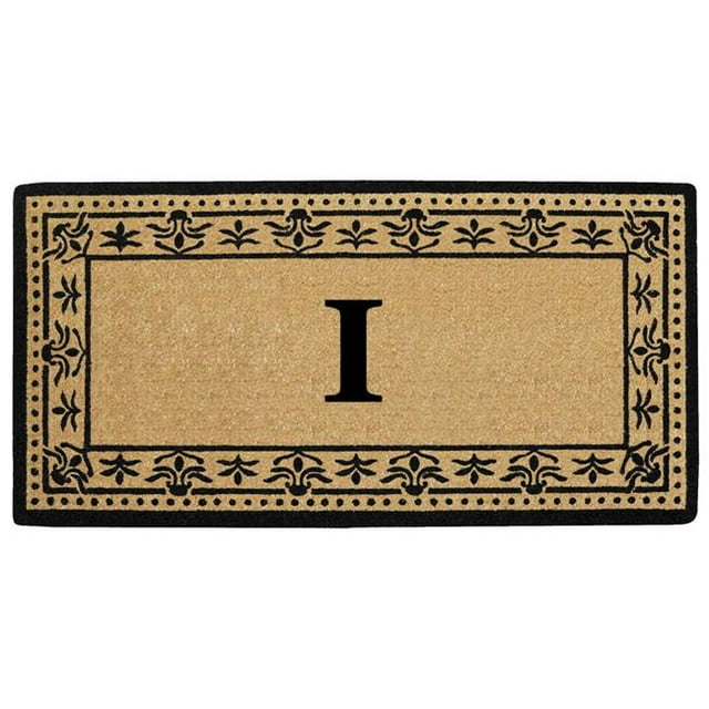 Nedia Home O2199I 36 x 72 Po Corinthienne Résistant en Fibre de Coco Porte Mat&44; Monogramme I - Bronzage Naturel & Noir