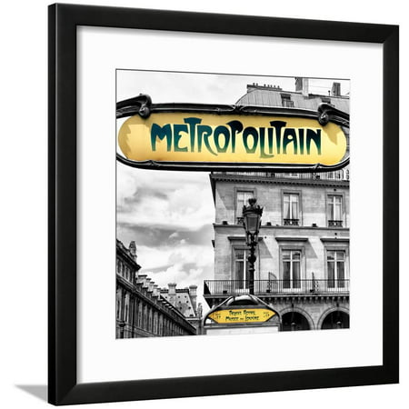 Art Deco Metropolitain Sign, Metro, Subway, the Louvre Station, Paris, France, Europe Framed Print Wall Art By Philippe (Best Paris Radio Stations)