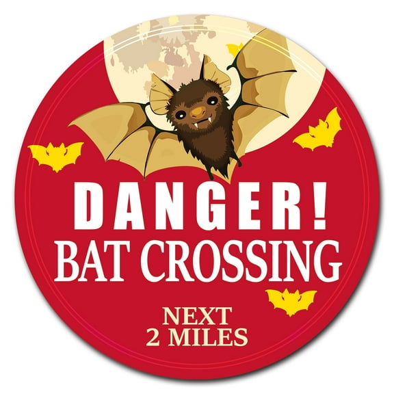 SignMission Circular Rigid Plastic Sign 12" Tall - Bat Crossing | Plastic Sign |  Made in the USA