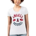 thumbnail image 4 of Women's G-III 4Her by Carl Banks White Los Angeles Angels Super-Slim Fit Lightweight City Graphic V-Neck T-Shirt, 4 of 5