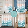 thumbnail image 5 of No Hook Shower Curtain with Snap in Liner, Blue Gradient Water Ripples Beach Waterproof Bath Curtain Double Layers with See Through Top Window, Abstract Ocean Waves Hotel Shower Curtains 60x72in, 5 of 9