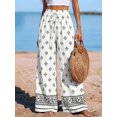 thumbnail image 3 of Wrongduck Womens Pants Elastic Waist Floral Lightweight Palazzo Pants for Women Casual Lounge Wide Leg Pants Woman, 3 of 12