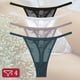 thumbnail image 3 of Tanga de encaje Sexy para mujer, bragas de cintura baja, tangas transparentes, ropa interior con parte trasera en T, lencería íntima sólida, 4 unids/set, 3 of 5