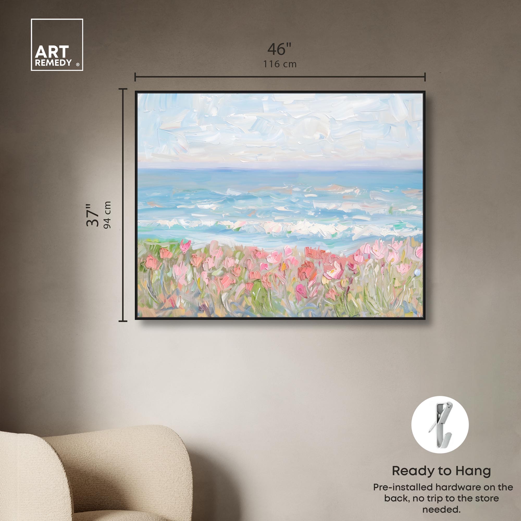 Waves of Peace Canvas Famous Artist Prints by Art Remedy, Black Frame, 45 x 36