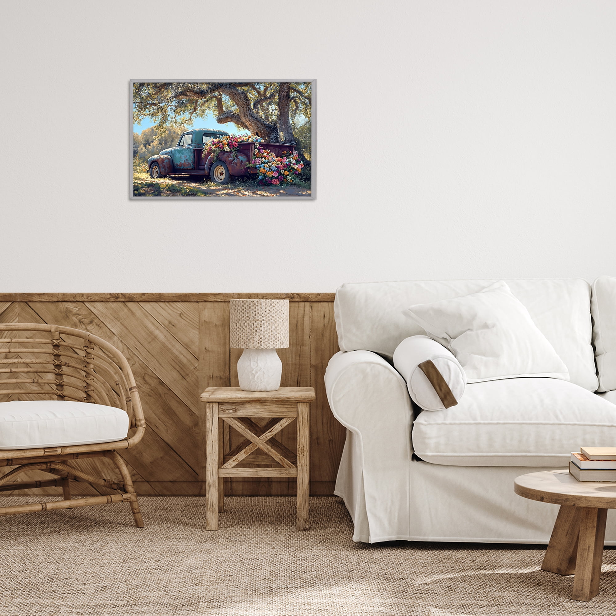 Stupell Industries Repurposed Truck Filled with Flowers Gray Framed Giclee Art, design by Franklyn Gregory