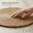 thumbnail image 4 of SPOKKI 10Pcs 13inch Woven Placemats Round, Natural Water Hyacinth Weave Placemat for Dining Table, Large Handmade Woven Placemats Heat Resistant Non-Slip, 4 of 7