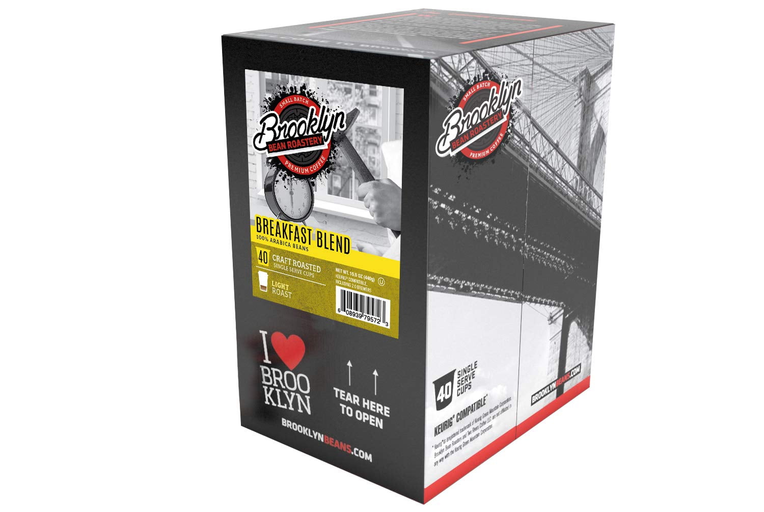 Brooklyn Bean Roastery Breakfast Blend Coffee Pods for Single-Serve Coffee Brewers, 40-Pack