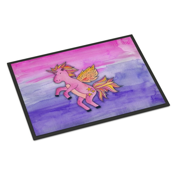 Pink Unicorn Watercolor Doormat 18x27