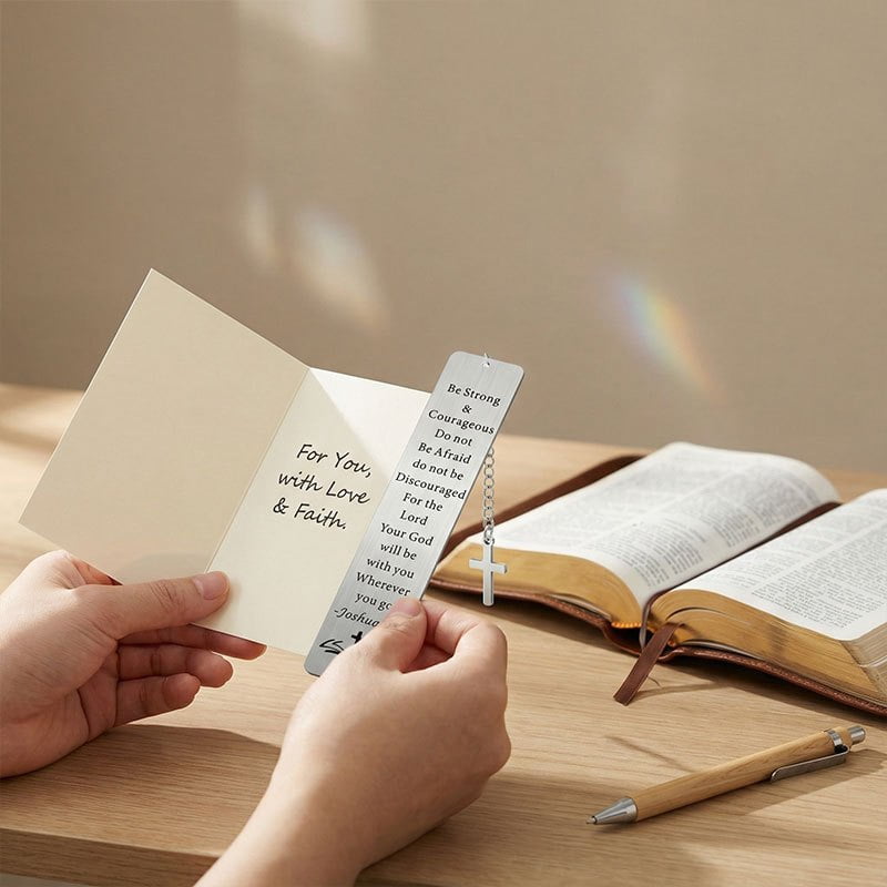20 Pcs Stainless Steel Bible Verse Bookmarks with Cross Pendant, Inspirational Scripture Book Mark Set, Religious Gift Bulk for Church Reading Devotion Encouragement Gifts