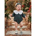 thumbnail image 5 of RUINIXCW Baby Girl Winter Outfits Long Sleeve Plaid Print Romper with Headband, 5 of 8