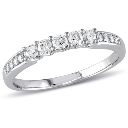 Miabella 1/3 Carat T.W. Diamond 14kt White Gold Wedding Band