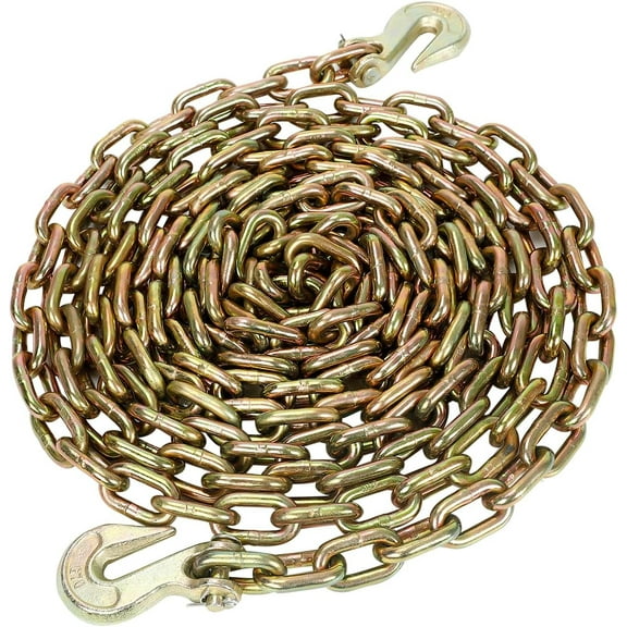 G70 Transport Binder Chain 5/16 inch x 14 Foot Safety Chain with Clevis Grab Hooks, 4,700 lbs Safe Working Load Logging Chain for Transporting Towing Tie Down Binding Equipment,1 pc
