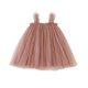 thumbnail image 2 of Vestido de falda de malla con tirantes de verano para niñas con borde de orejas de madera Falda de princesa para bebé Falda pontón, 2 of 6